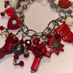 Red On Red On Red Chunky Charm Bracelet